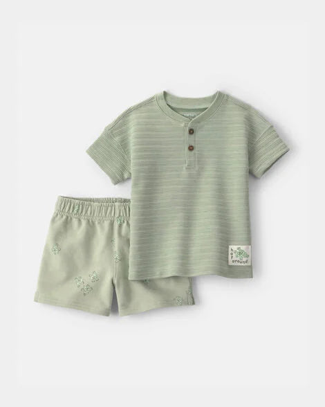 Carter's Baby Boy 2-Piece Frog Top & Short Set - Green