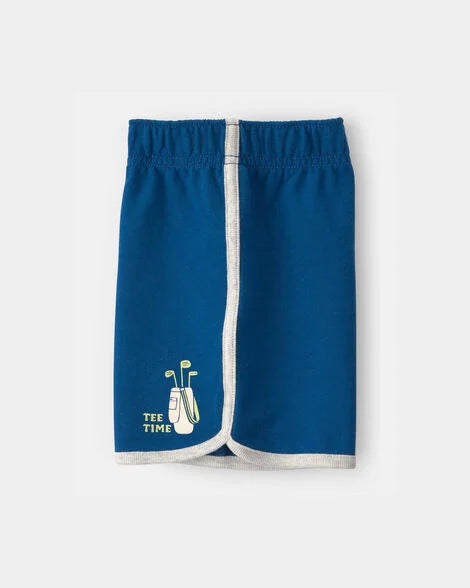 Carter's Baby Boy 2-Piece 'All Day Fun' Golf Top & Short Set - Grey/Blue