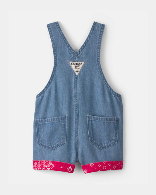 Oshkosh Baby Girl Bandana Denim Shortall - Blue/Red