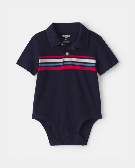 Oshkosh Baby Boy Polo Bodysuit - Navy Blue