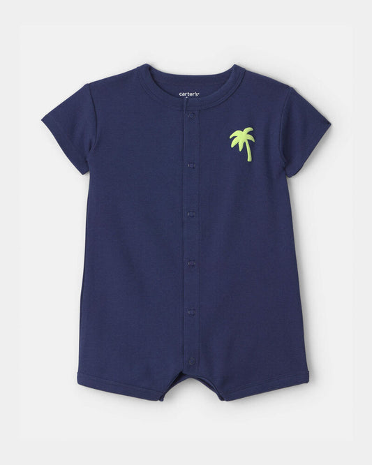 Carter's Baby Boy 'Surf Club' Short Sleeve Romper - Navy Blue