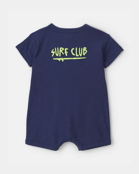 Carter's Baby Boy 'Surf Club' Short Sleeve Romper - Navy Blue