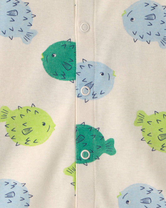 Carter's Baby Puffer Fish Sleeveless Romper - Cream/Green