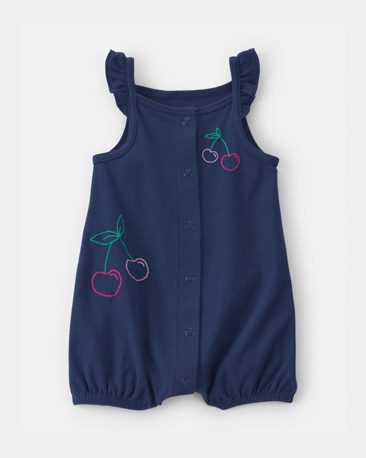 Carter's Baby Girl Cherry Sleeveless Romper - Navy Blue