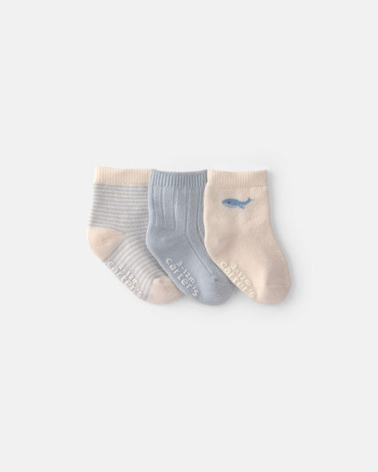 Carter's Baby 3-Pack Whale Ankle Socks - Blue/Ivory