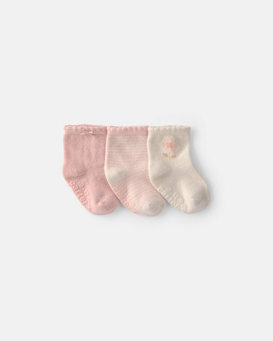 Carter's Baby Girl 3-Pack Floral Baby Booties - Pink
