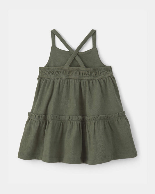 Carter's Baby Girl Flower Embroidered Sleeveless Dress - Green