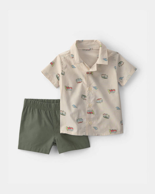 Carter's Baby Boy 2-Piece Beachy Van Top & Short Set - Green