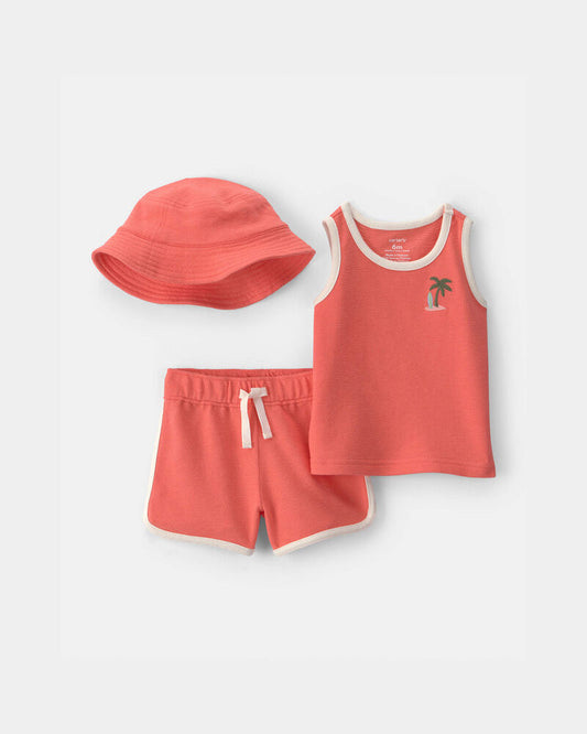 Carter's Baby Boy 3-Piece Palm Tree Top & Short Set - Orange