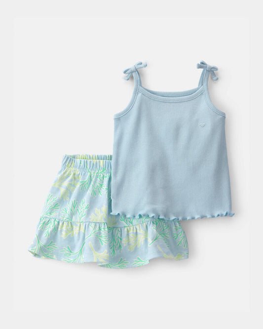 Carter's Baby Girl 2-Piece Tank Top & Reef Skirt Set - Blue/Green