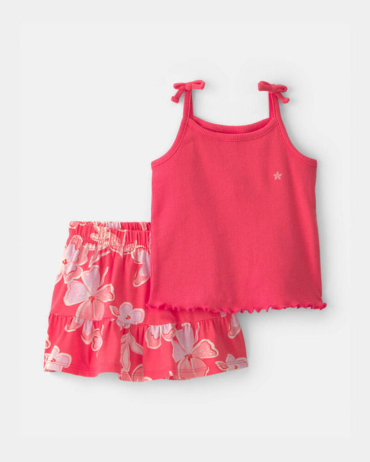 Carter's Baby Girl 2-Piece Floral Top & Skirt Set - Orange