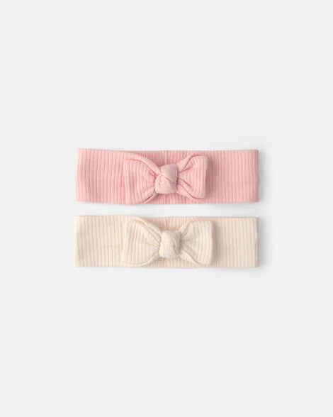 Carter's Baby Girl 2-Pack Headbands - Pink/Ivory