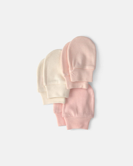 Carter's Baby Girl 3-Pack Mitts - Pink/Ivory