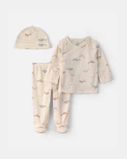 Carter's Baby 3-Piece Whale Long-Sleeve Top & Pant Set - Cream
