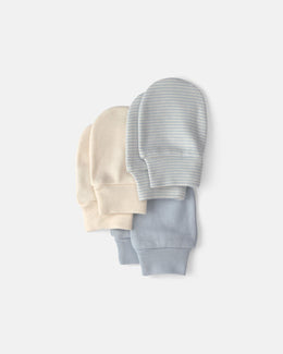 Carter's Baby 3-Pack Mitts - Blue/Ivory