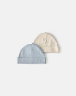Carter's Baby 2-Pack Caps - Blue/Ivory