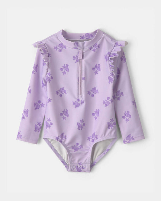 Carter's Baby Girl Sea Animal 1-Piece Rashguard Swimsuit - Purple
