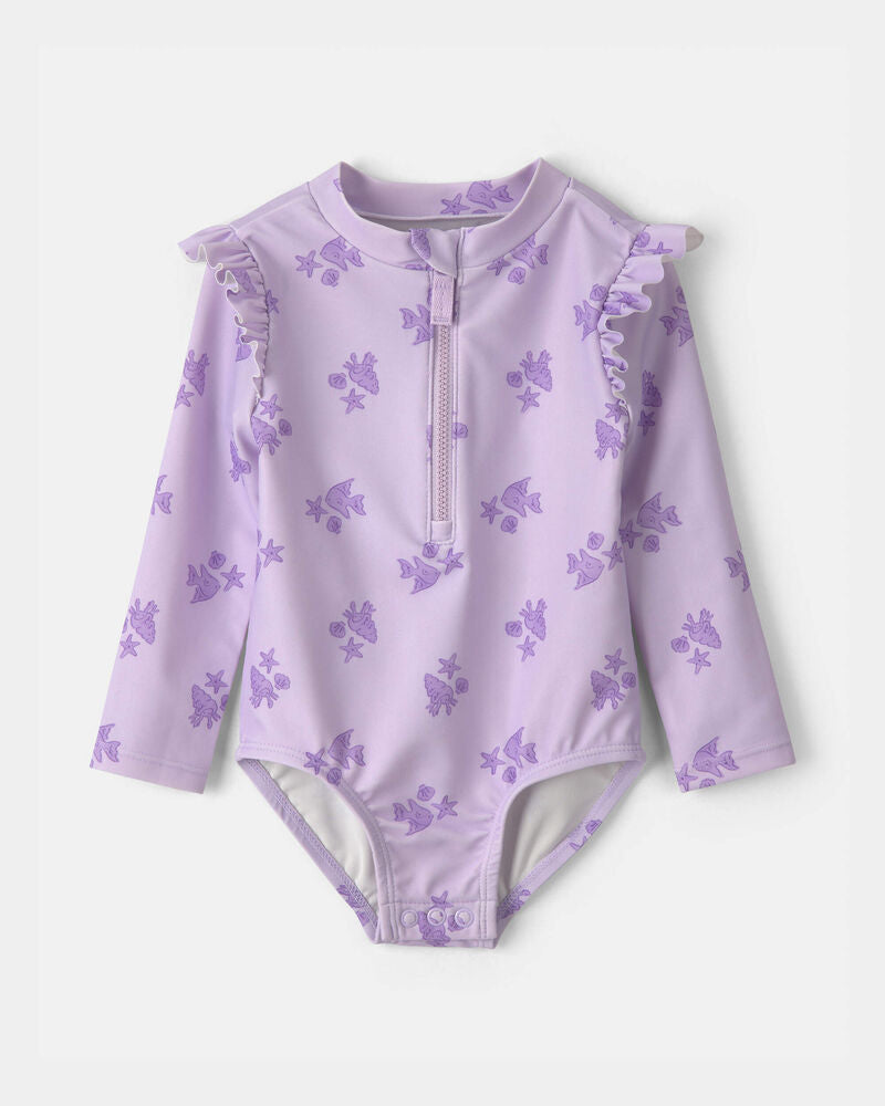 Carter's Baby Girl Sea Animal 1-Piece Rashguard Swimsuit - Purple