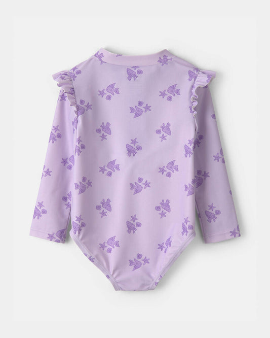 Carter's Baby Girl Sea Animal 1-Piece Rashguard Swimsuit - Purple