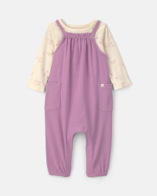 Carter's Baby Girl 2-Piece Long-Sleeve Overall Set - Purple
