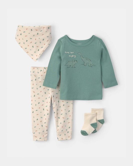 Carter's Baby Boy 4-Piece Dinosaur Outfit Set - Green/Ivory