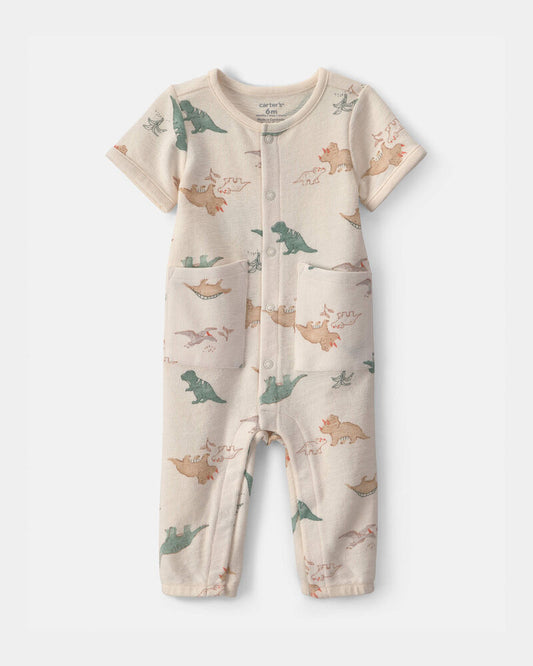 Carter's Baby Boy Dinosaur Jumpsuit - Cream