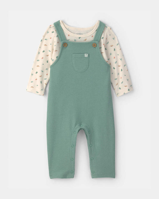 Carter's Baby 2-Piece Dinosaur Overall Set - Green/Cream