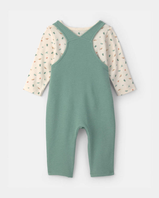 Carter's Baby 2-Piece Dinosaur Overall Set - Green/Cream