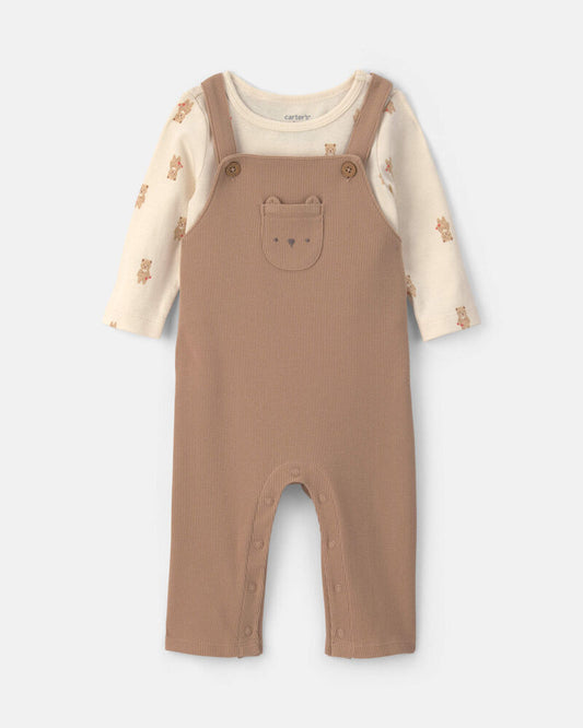 Carter's Baby 2-Piece Bear Long-Sleeve Overall Set - Brown