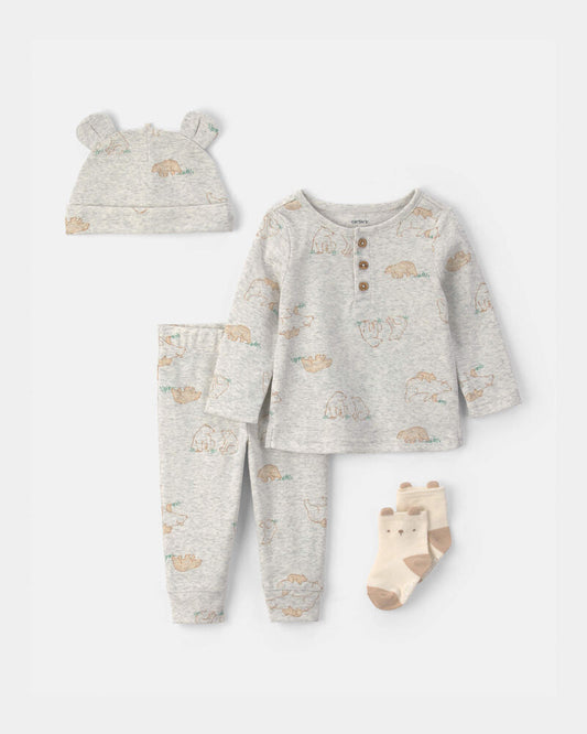 Carter's Baby 4-Piece Bear Long-Sleeve Layering Set - Grey