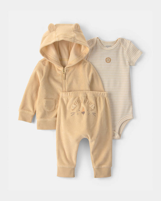 Carter's Baby 3-Piece Lion Terry Short-Sleeve Layering Set - Yellow