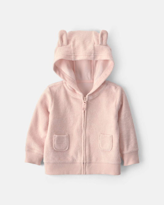 Carter's Baby Girl 3-Piece Bunny Terry Short-Sleeve Layering Set - Pink