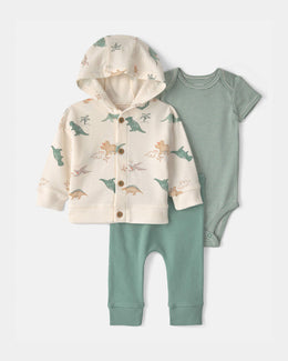 Carter's Baby Boy 3-Piece Dinosaur Layering Set - Green/Cream