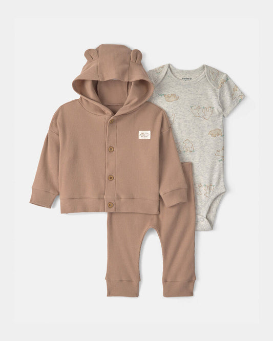 Carter's Baby 3-Piece Bear Layering Set - Grey/Brown