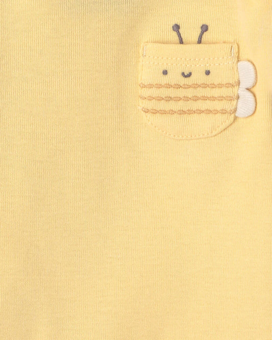 Carter's Baby Girl 4-Pack Bee Long-Sleeve Bodysuits - Yellow/Blue/Ivory