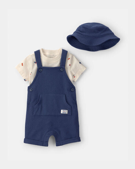 Carter's Baby Boy 3-Piece Fourth of July Overall Set - Navy/Cream