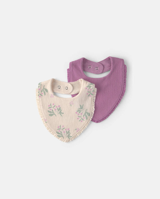 Carter's Baby Girl 2-Pack Floral Bibs - Purple/Ivory