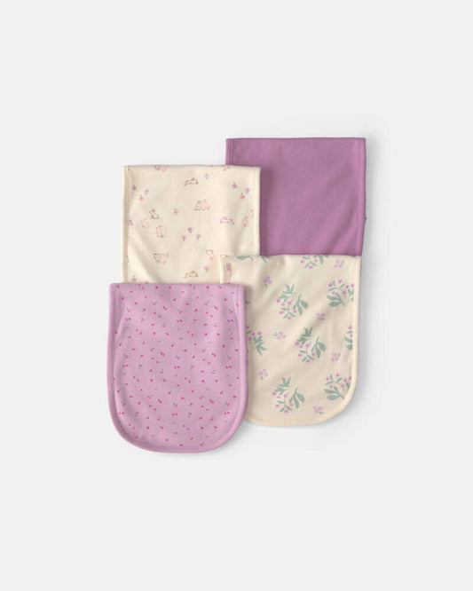 Carter's Baby Girl 4-Pack Cherry Floral Burp Cloths - Purple/Ivory