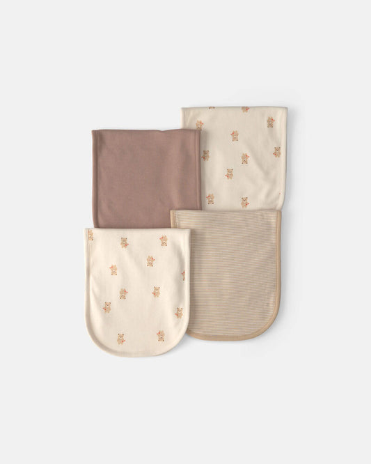 Carter's Baby 4-Pack Bear Burp Cloths - Brown/Ivory