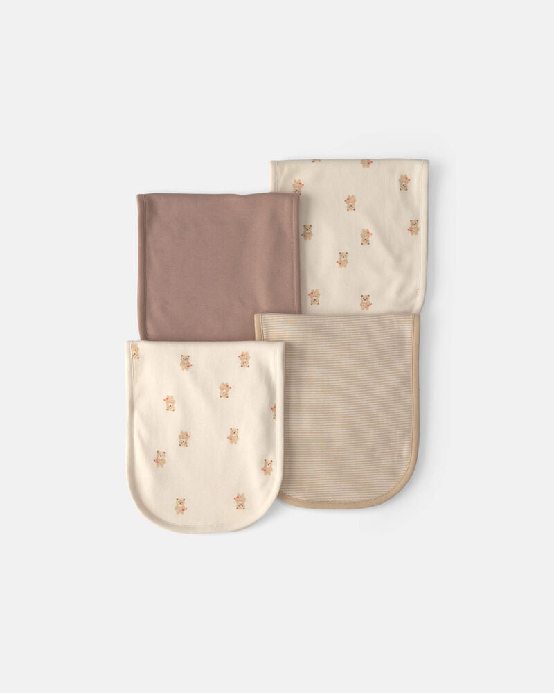 Carter's Baby 4-Pack Bear Burp Cloths - Brown/Ivory