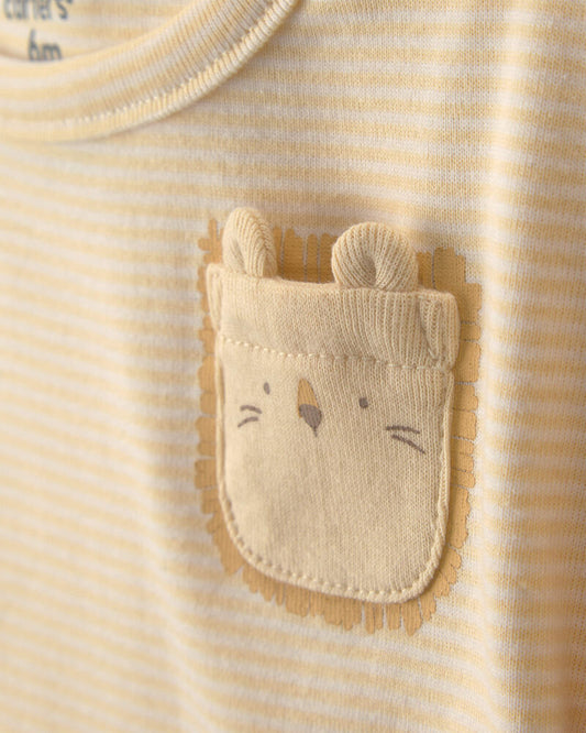 Carter's Baby 2-Pack Lion Short-Sleeve Rompers - Yellow/Ivory