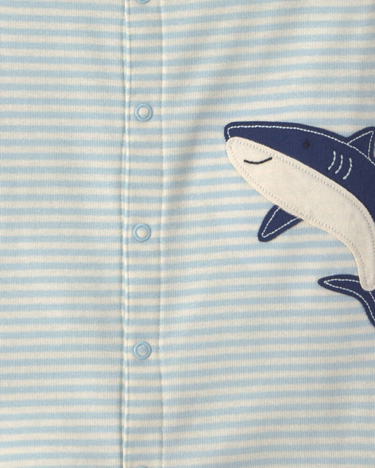Carter's Baby Boy Striped Shark Romper - Blue