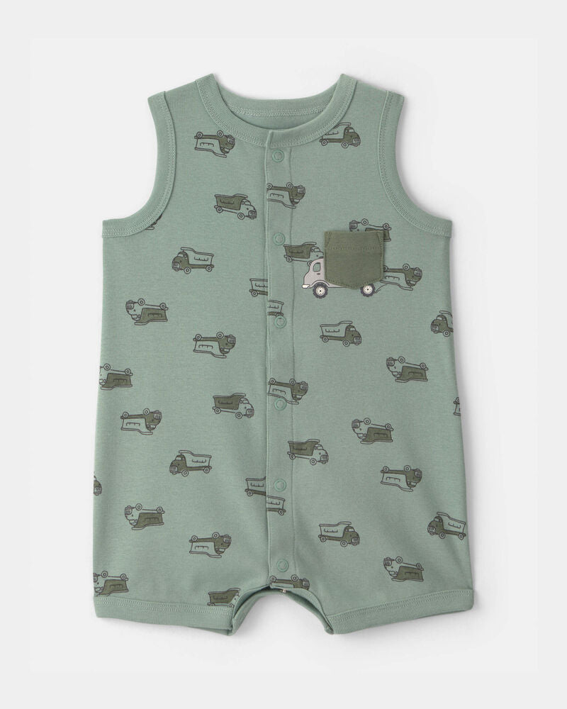 Carter's Baby Boy Dumptruck Romper - Green