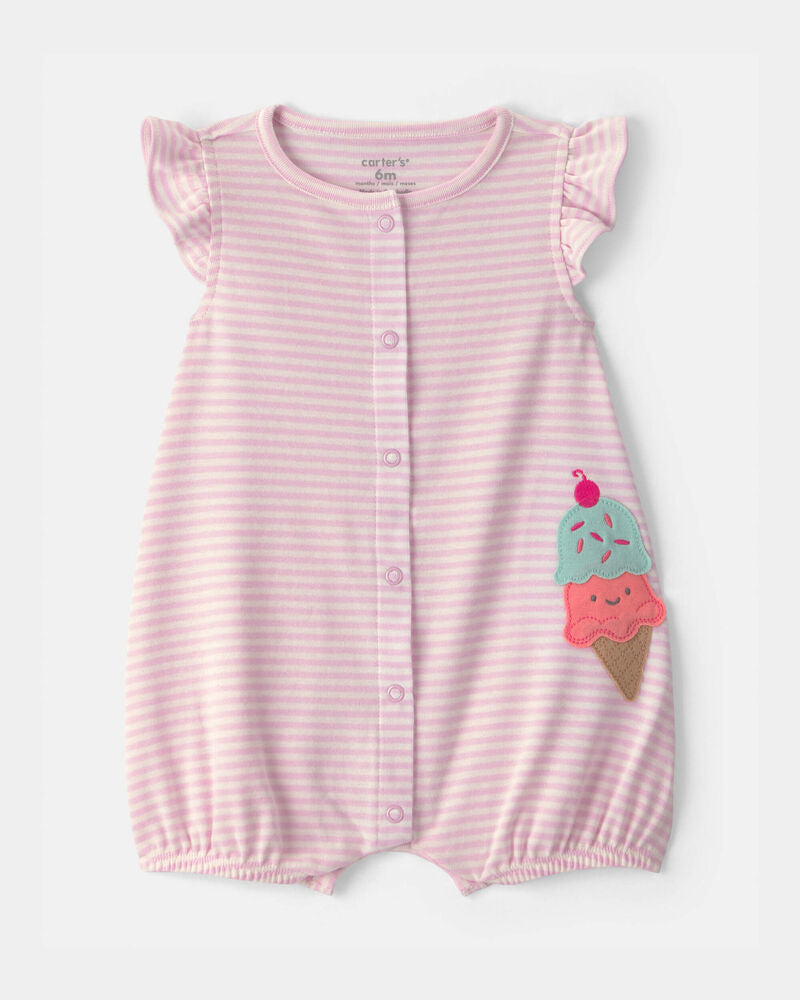 Carter's Baby Girl Striped Ice Cream Romper - Pink