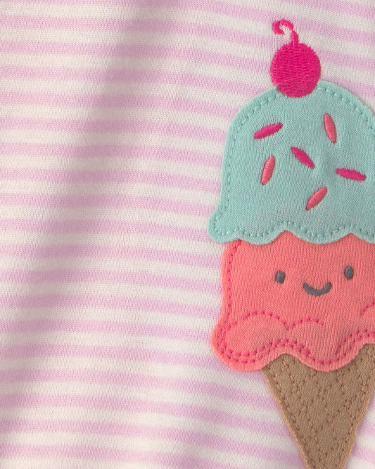 Carter's Baby Girl Striped Ice Cream Romper - Pink