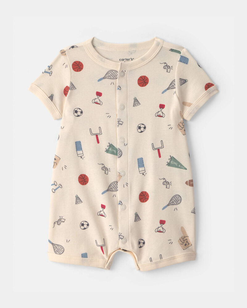 Carter's Baby Sports Short-Sleeve Romper - Ivory