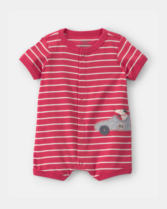 Carter's Baby Boy Race Car Striped Romper - Red