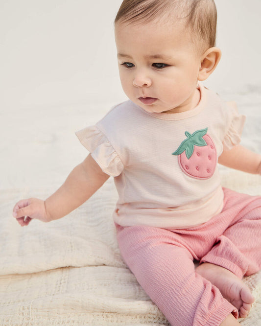 Carter's Baby Girl 3-Piece Strawberry Top & Pant Set - Pink