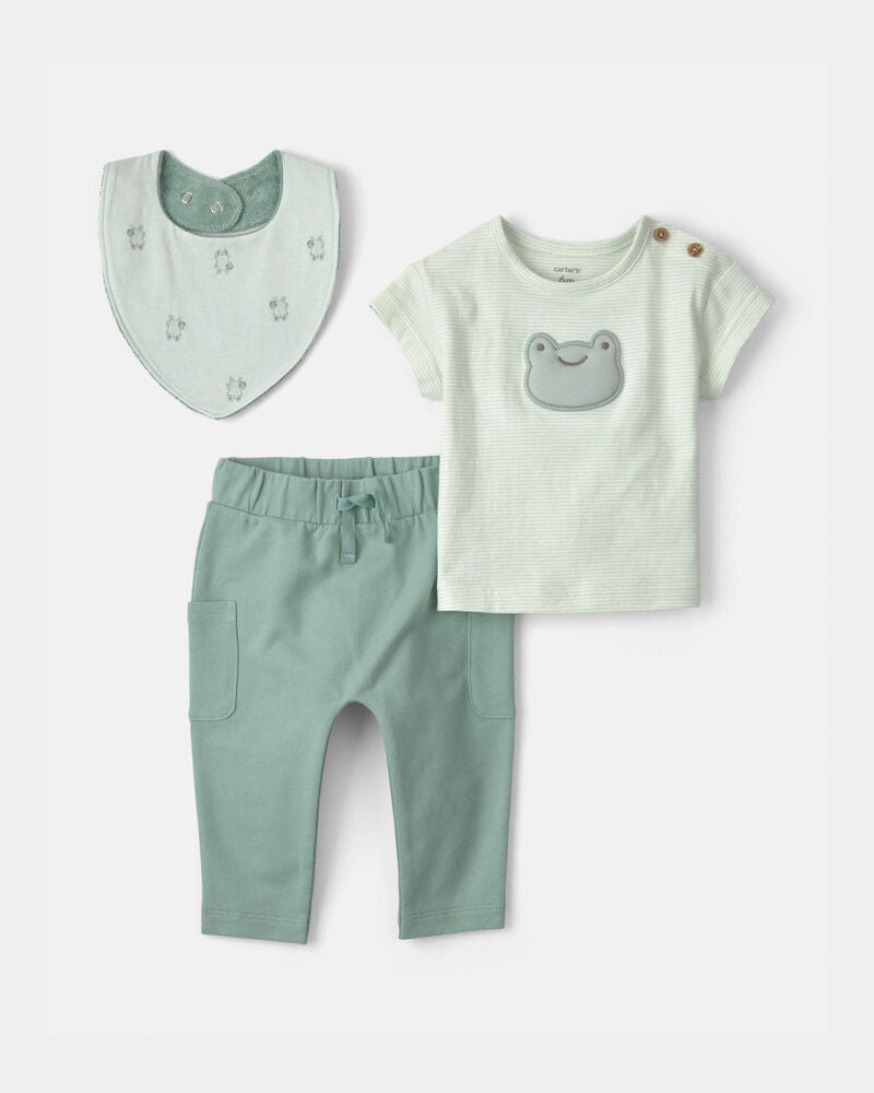Carter's Baby Boy 3-Piece Frog Top & Pant Set - Green