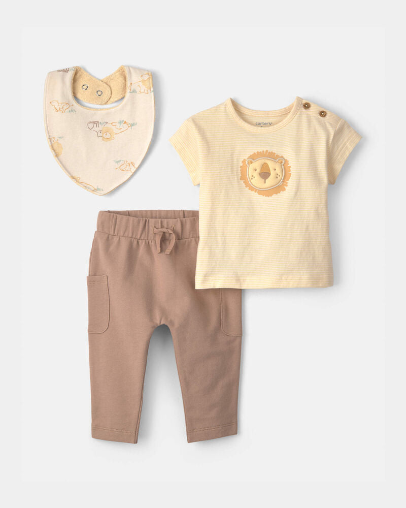 Carter's Baby Boy 3-Piece Lion Top & Pant Set - Brown